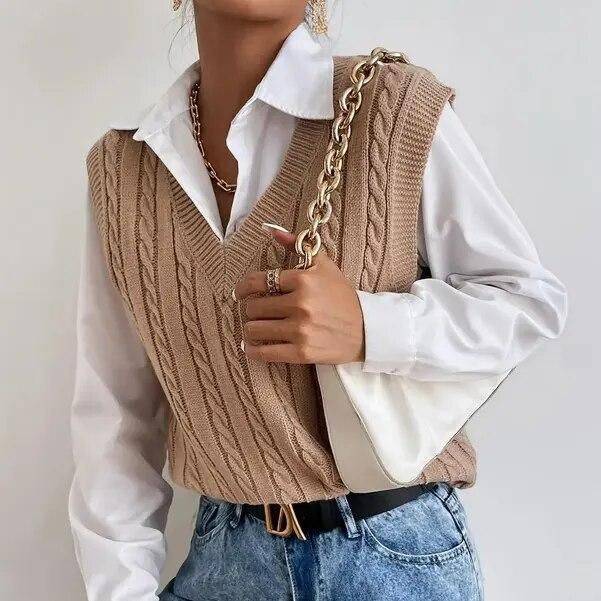 Chic Autumn & Winter Sleeveless Knit Sweater Vest for Women Fashion