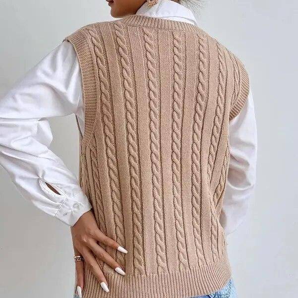 Chic Autumn & Winter Sleeveless Knit Sweater Vest for Women Fashion