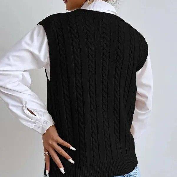 Chic Autumn & Winter Sleeveless Knit Sweater Vest for Women Fashion