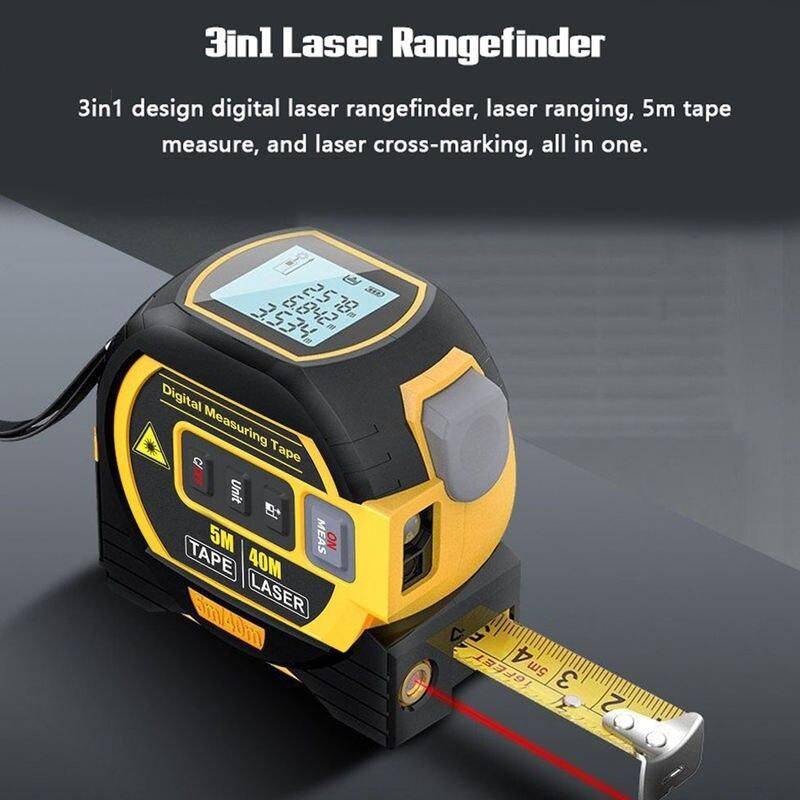 Multi-Function Laser Distance Meter with 5m Tape Measure and Cross-Marking Home & Garden