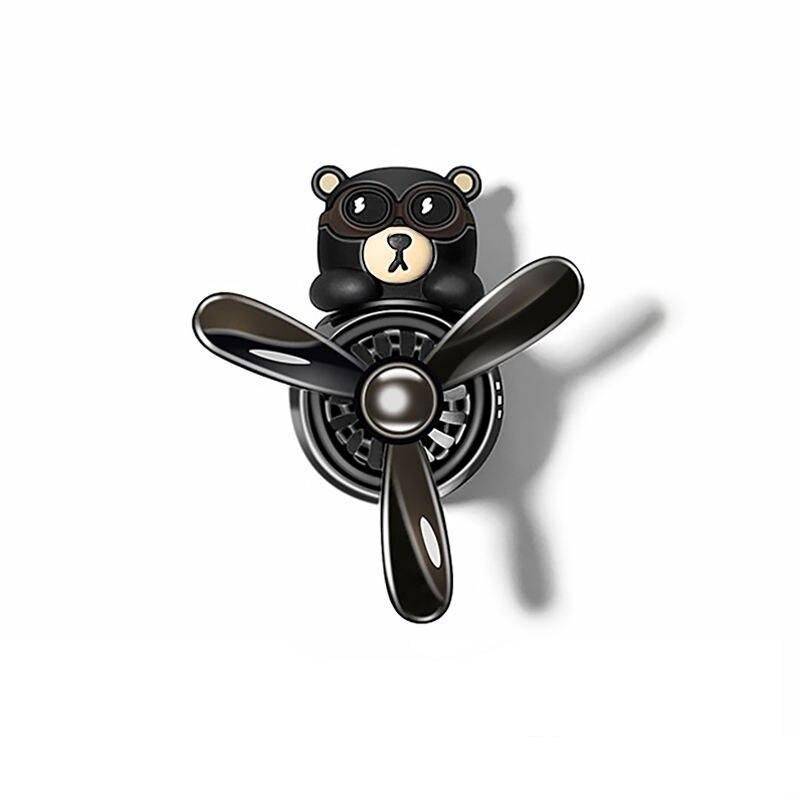 Refreshing Pilot Bear Car Air Freshener with Rotating Propeller – Lemon Scent Auto