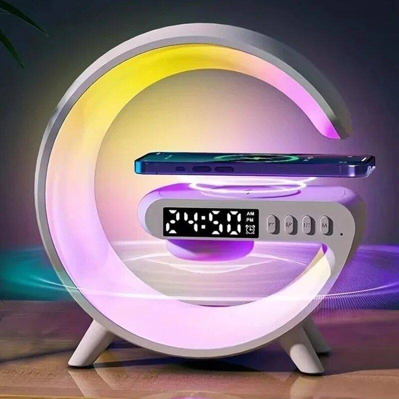 Speakers Alarm Clock Lamp With Wireless Charger Gadgets