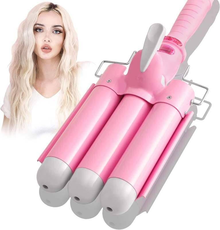 Triple Barrel Ceramic Curling Iron Wand with LCD Display and Adjustable Temperature Gadgets Health & Beauty