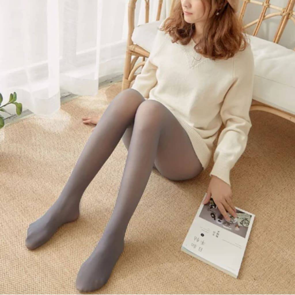 Winter Warm Translucent Fleece-Lined Tights for Women Fashion