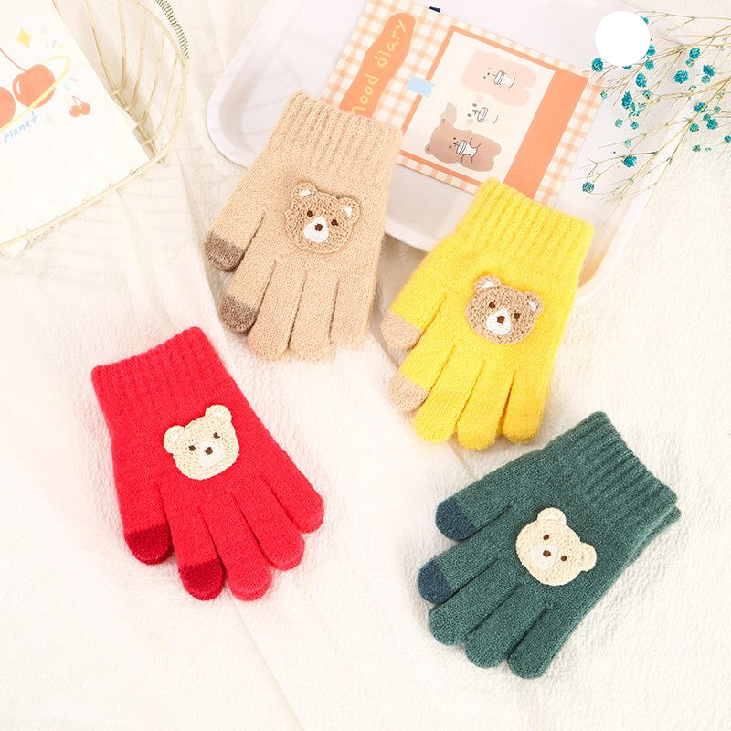 Adorable Cartoon Bear Knit Gloves for Toddlers – Warm and Cozy Acrylic Mittens Gloves & Mittens