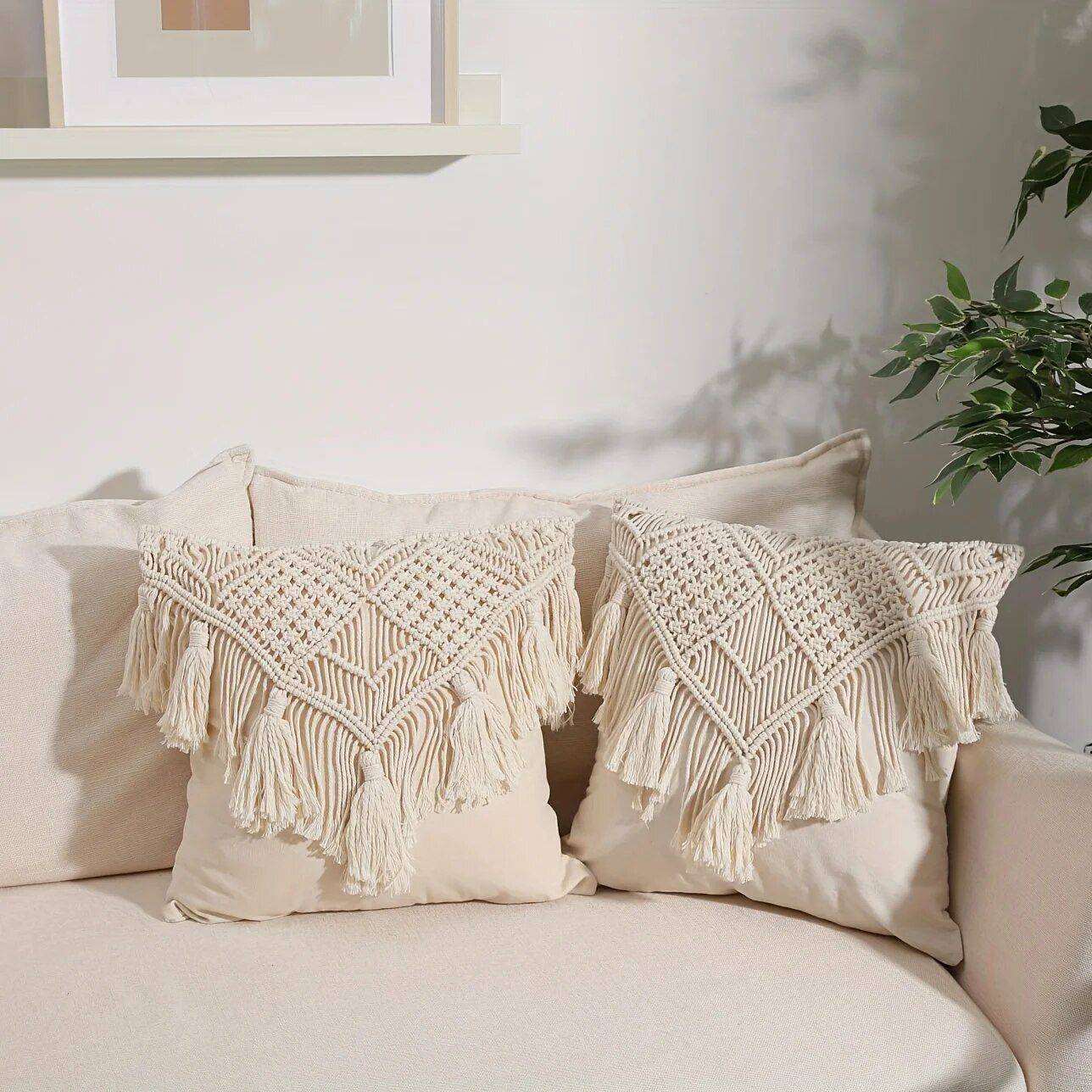 Bohemian Tassel Throw Pillow Cover Throw Pillows