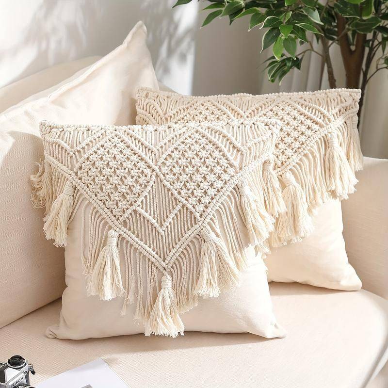 Bohemian Tassel Throw Pillow Cover Throw Pillows