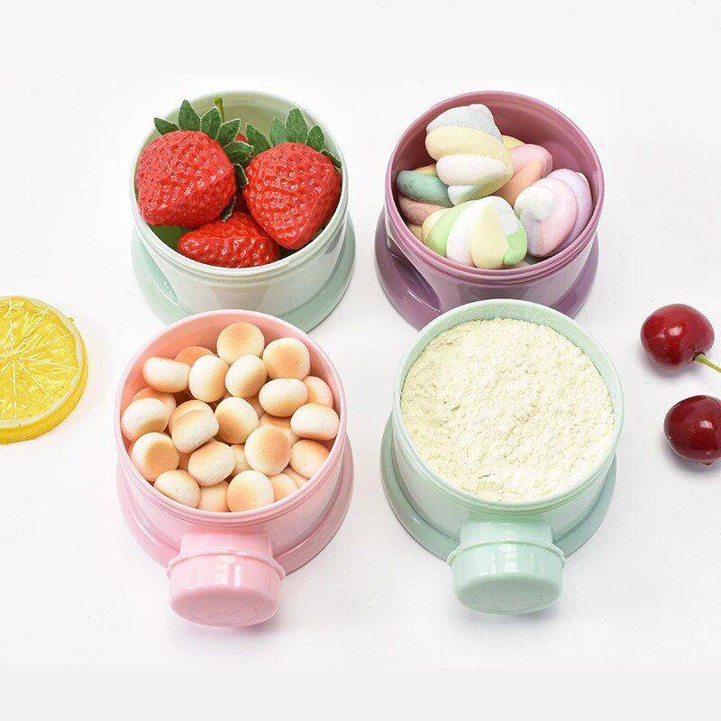 Cartoon Fruit-Style Portable Baby Food Storage: Multi-Opening Cereal & Milk Powder Container Feeding Utensils