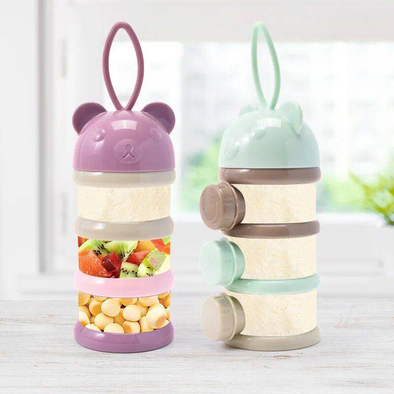 Cartoon Fruit-Style Portable Baby Food Storage: Multi-Opening Cereal & Milk Powder Container Feeding Utensils