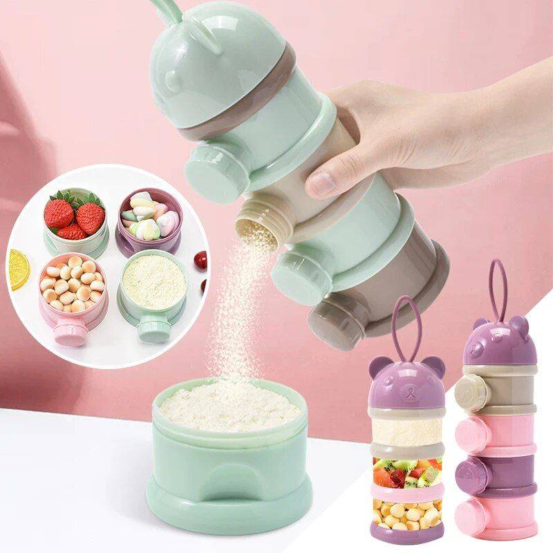 Cartoon Fruit-Style Portable Baby Food Storage: Multi-Opening Cereal & Milk Powder Container Feeding Utensils