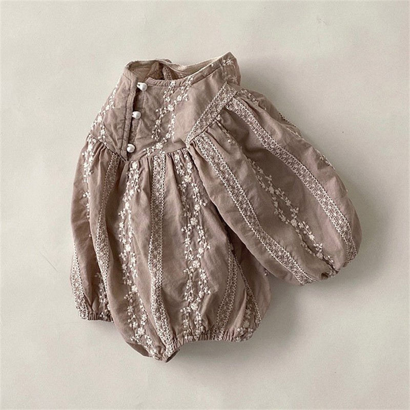 Charming Autumn Long Sleeve Cotton Bodysuit for Baby Girls Apparel