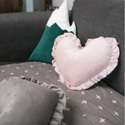 Charming Soft Pink Heart-Shaped Velvet Cushion Throw Pillows