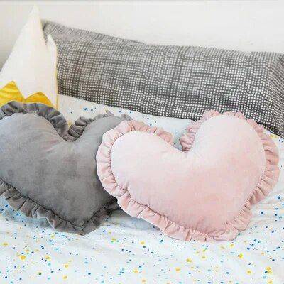 Charming Soft Pink Heart-Shaped Velvet Cushion Throw Pillows