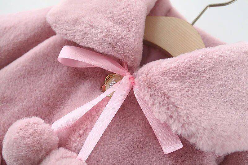 Charming Strawberry Plush Winter Jacket for Baby Girls Apparel