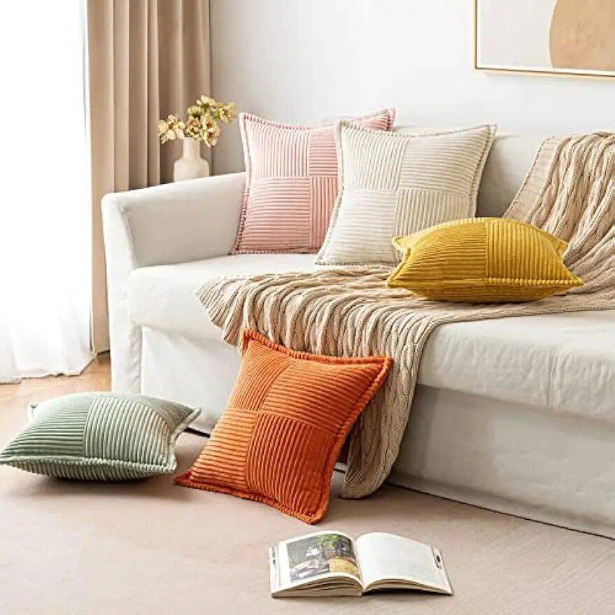 Chic Boho Striped Corduroy Pillow Covers Pillows & Pillow Cases