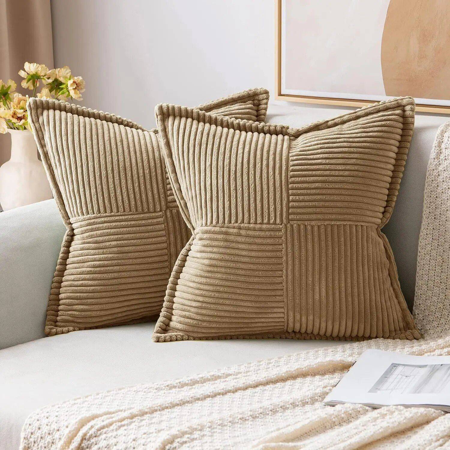 Chic Boho Striped Corduroy Pillow Covers Pillows & Pillow Cases