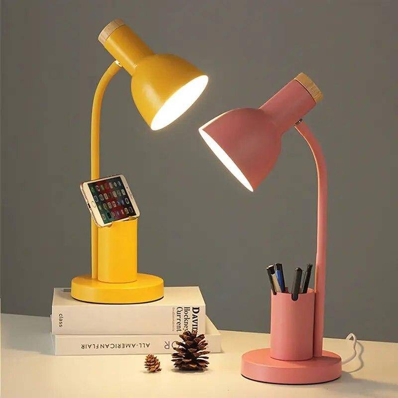 Contemporary Nordic Desk Lamp with Pen Holder – LED Office and Home Decor Light Storage Holders & Racks Shelves