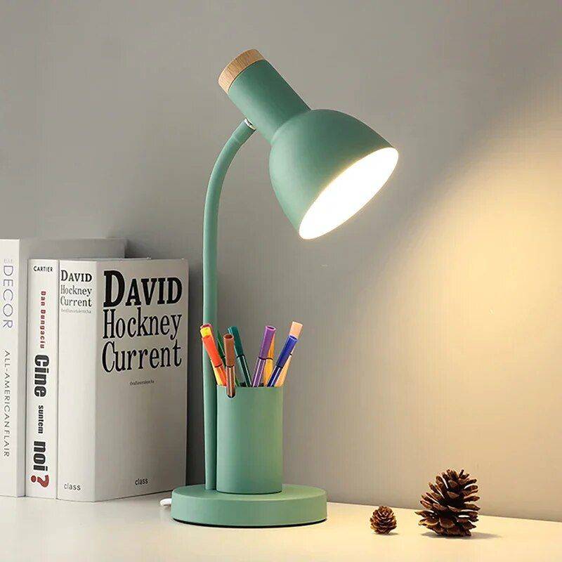 Contemporary Nordic Desk Lamp with Pen Holder – LED Office and Home Decor Light Storage Holders & Racks Shelves