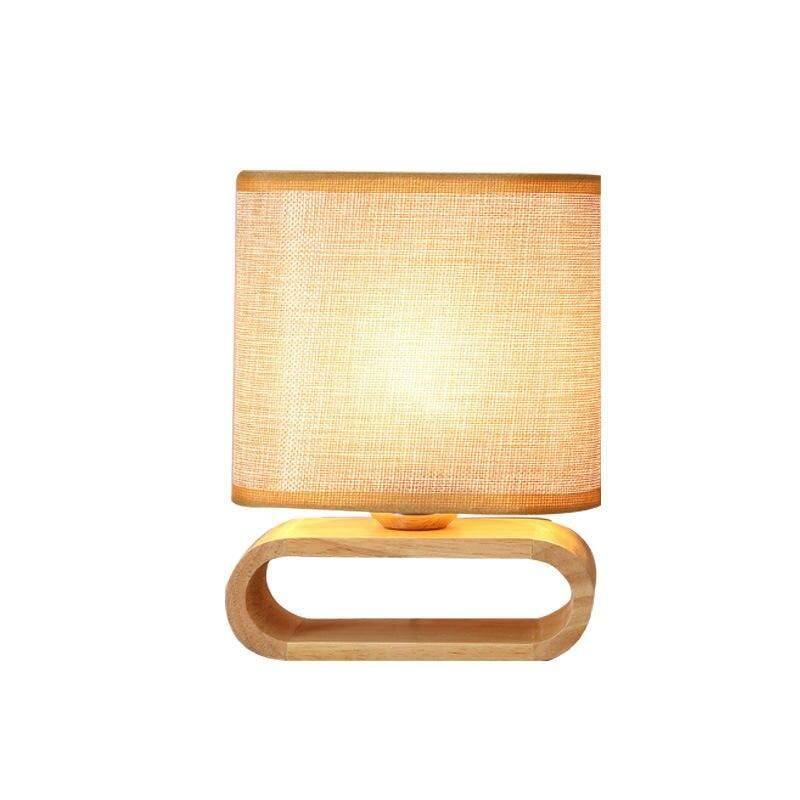 Contemporary Solid Wood & Fabric Table Lamp – LED Desk Lighting for Home & Office Storage Holders & Racks Shelves