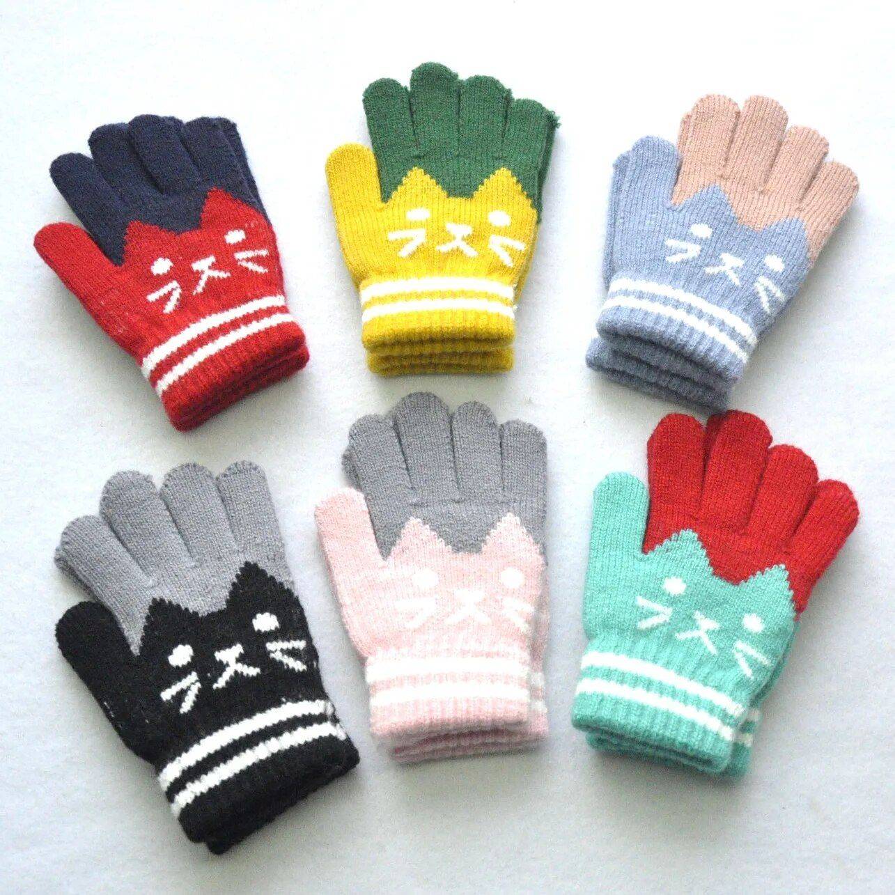 Cozy Cat Knit Mittens for Kids: Winter Warmth and Outdoor Fun Gloves & Mittens