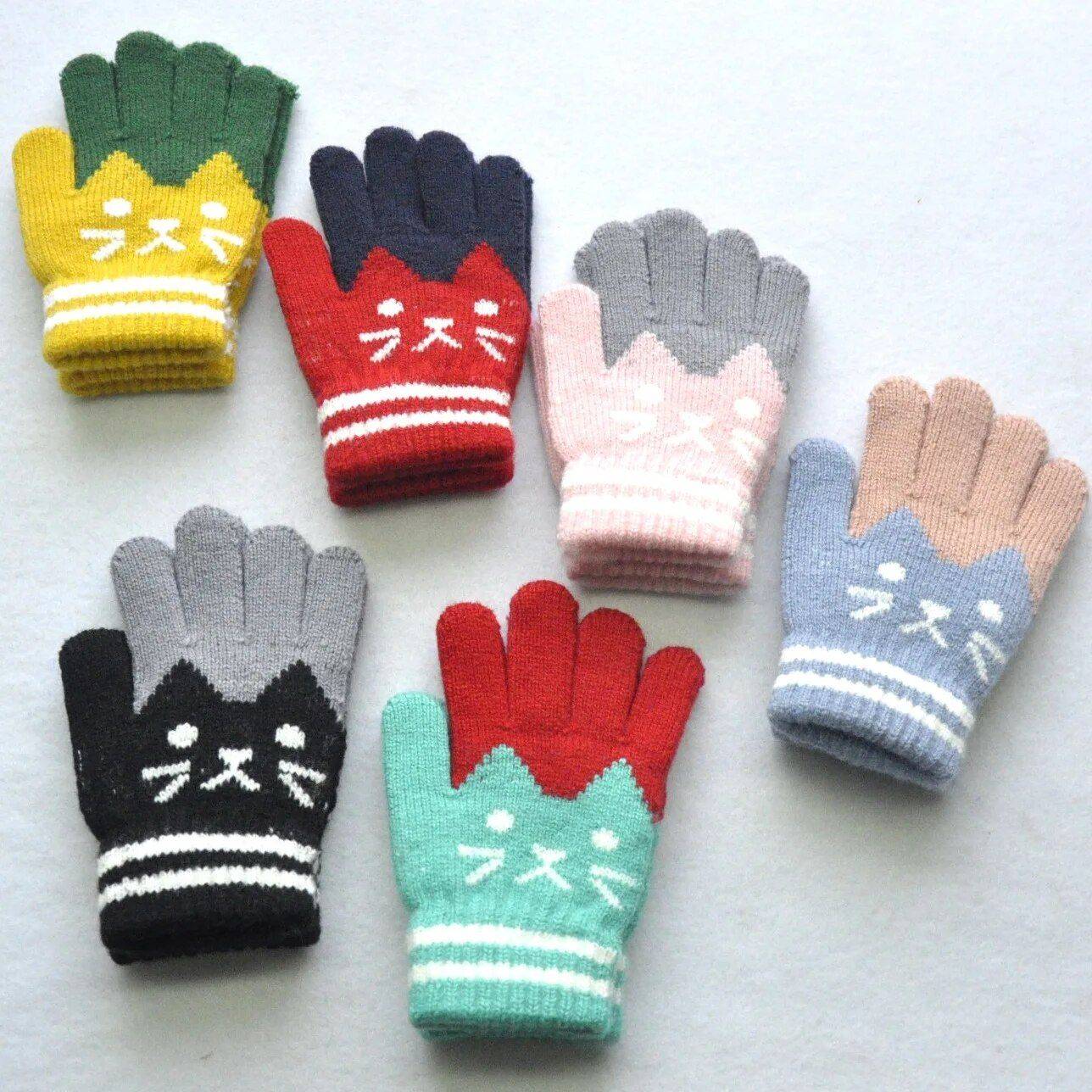 Cozy Cat Knit Mittens for Kids: Winter Warmth and Outdoor Fun Gloves & Mittens