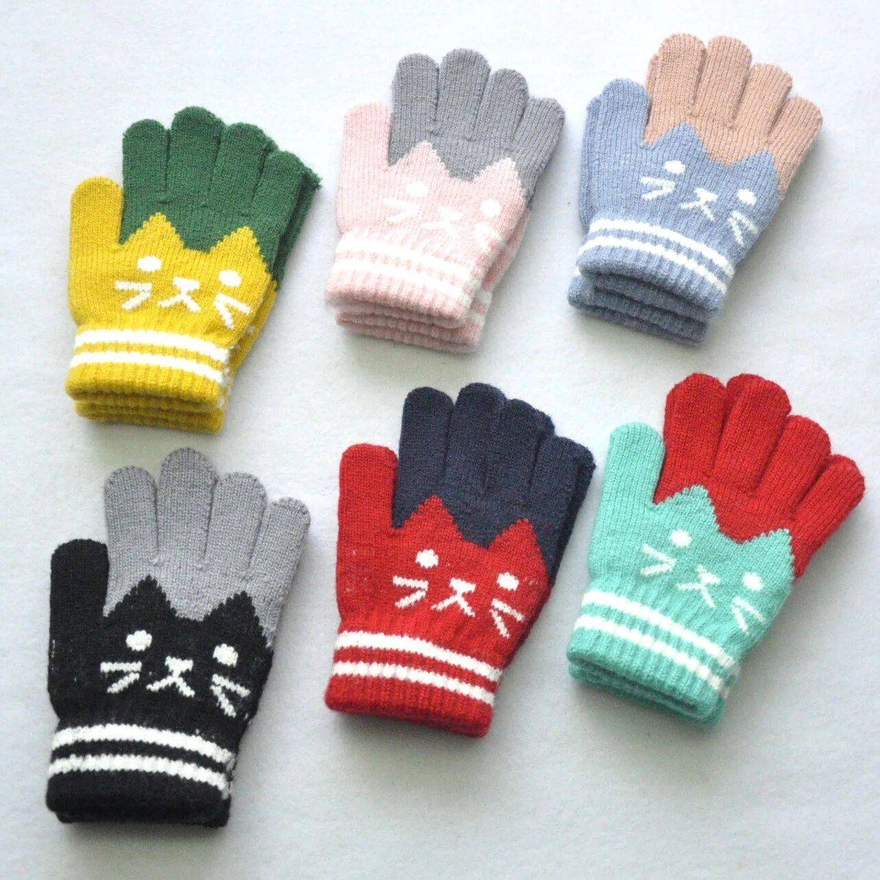 Cozy Cat Knit Mittens for Kids: Winter Warmth and Outdoor Fun Gloves & Mittens