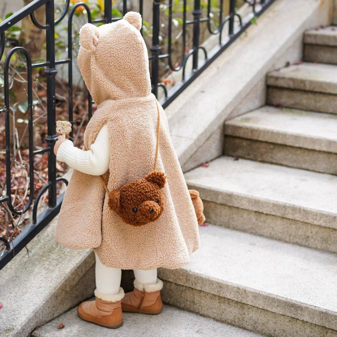 Cozy Plush Toddler & Baby Winter Hooded Cloak Jacket – Warm Sleeveless Shawl for Kids 0-4Y Apparel