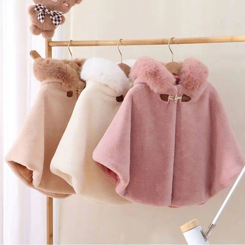 Cozy Winter Cloak for Girls: Thickened Hooded Shawl Coat, 1-6 Years Apparel