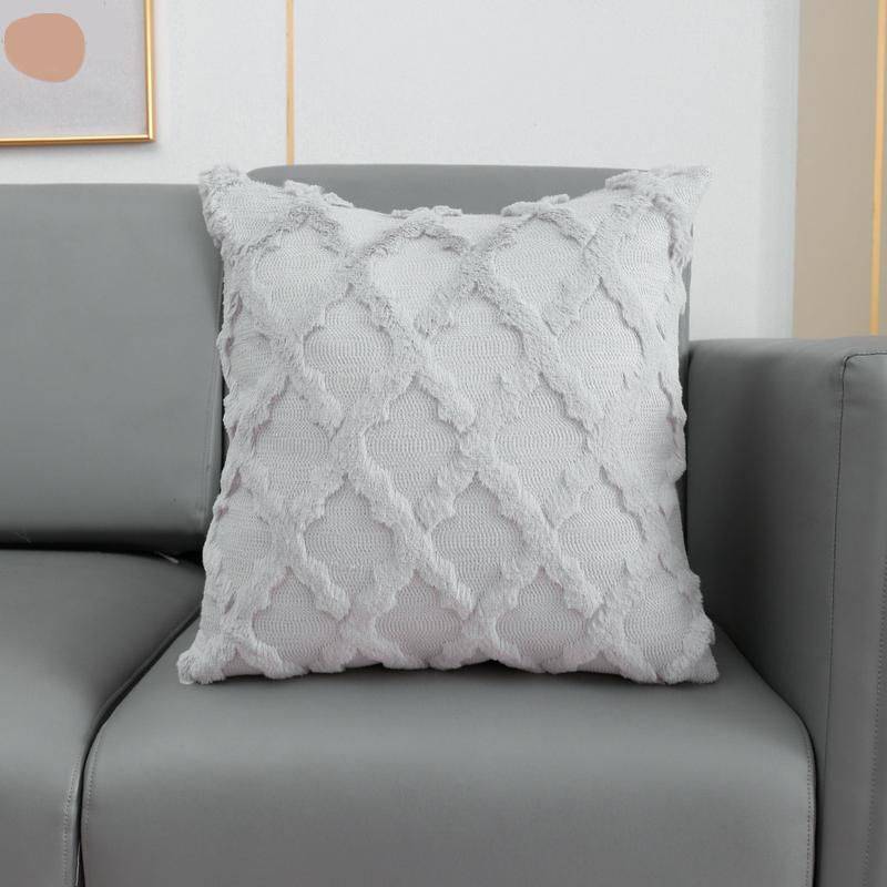 Elegant Beige, Grey & White Embroidered Cushion Cover Throw Pillows