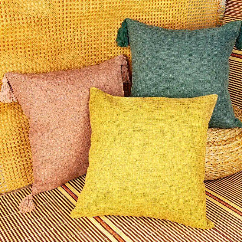 Elegant Cotton Linen Tassel Decorative Cushion Cover for Home & Hotel Pillows & Pillow Cases