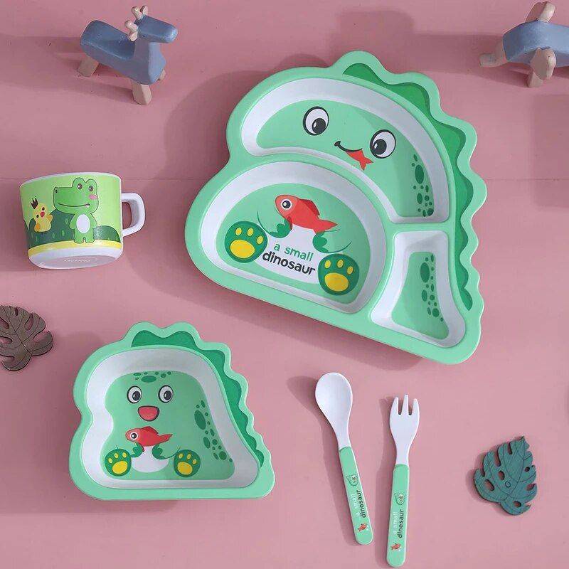 Fiber Kids Plate and Utensils Set Feeding Utensils