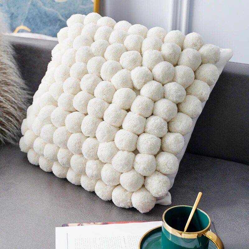 Handmade Nordic Plush Yarn Ball Pillowcase Throw Pillows