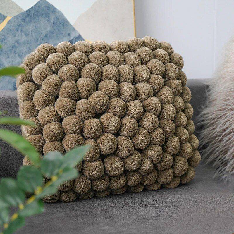 Handmade Nordic Plush Yarn Ball Pillowcase Throw Pillows