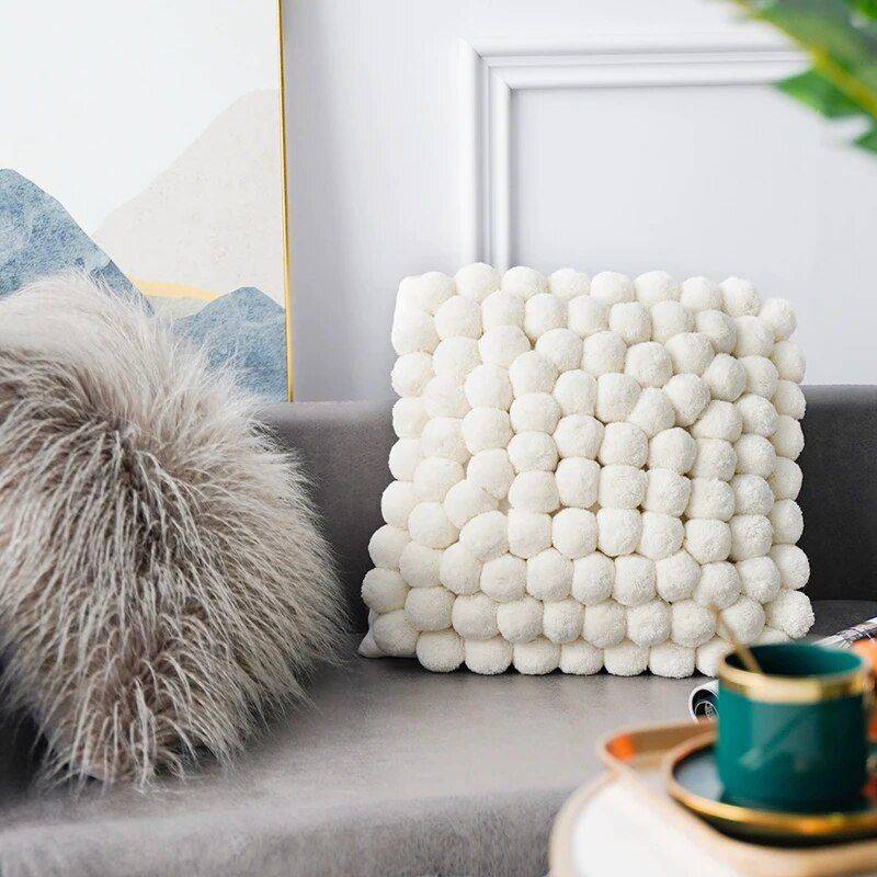 Handmade Nordic Plush Yarn Ball Pillowcase Throw Pillows