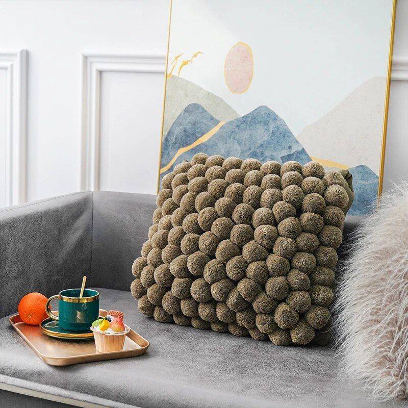 Handmade Nordic Plush Yarn Ball Pillowcase Throw Pillows