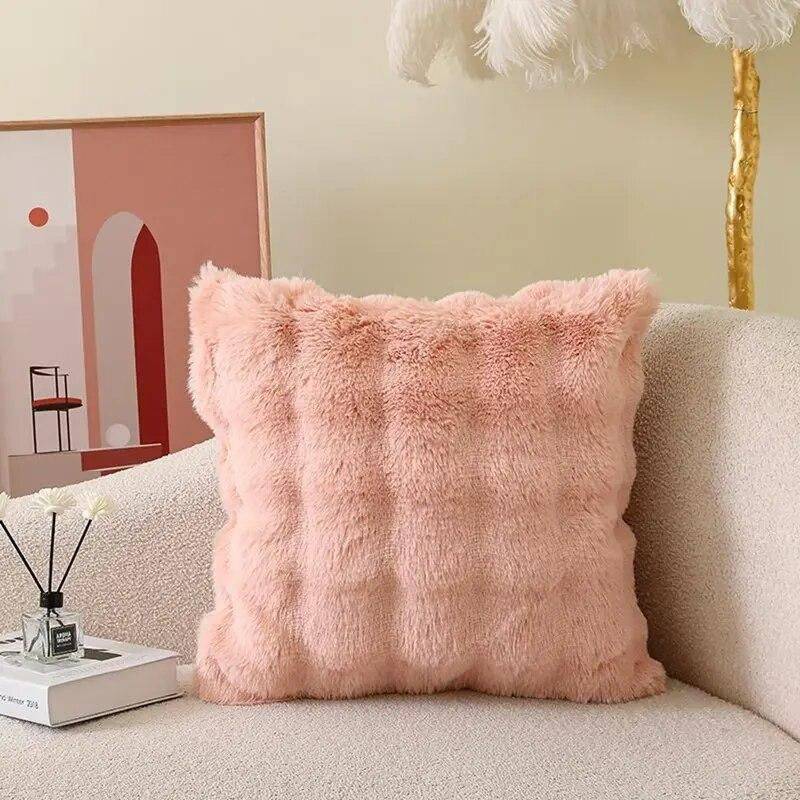 Luxurious Plush Square Cushion Cover 45x45cm Throw Pillows