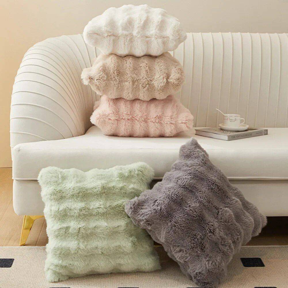 Luxurious Plush Square Cushion Cover 45x45cm Throw Pillows