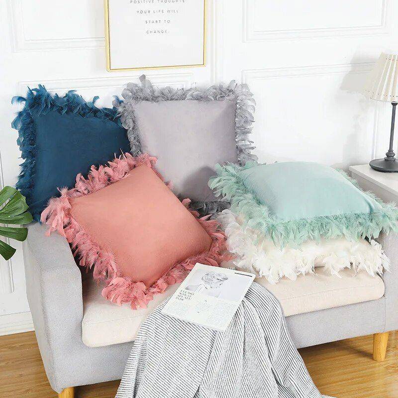 Luxurious Velvet Square Pillow Cover with Tassels Pillows & Pillow Cases