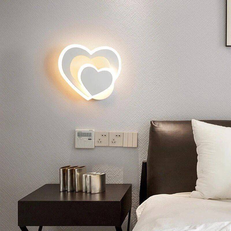 Modern Nordic LED Heart-Shaped Wall Lamp for Cozy Illumination Storage Holders & Racks Shelves