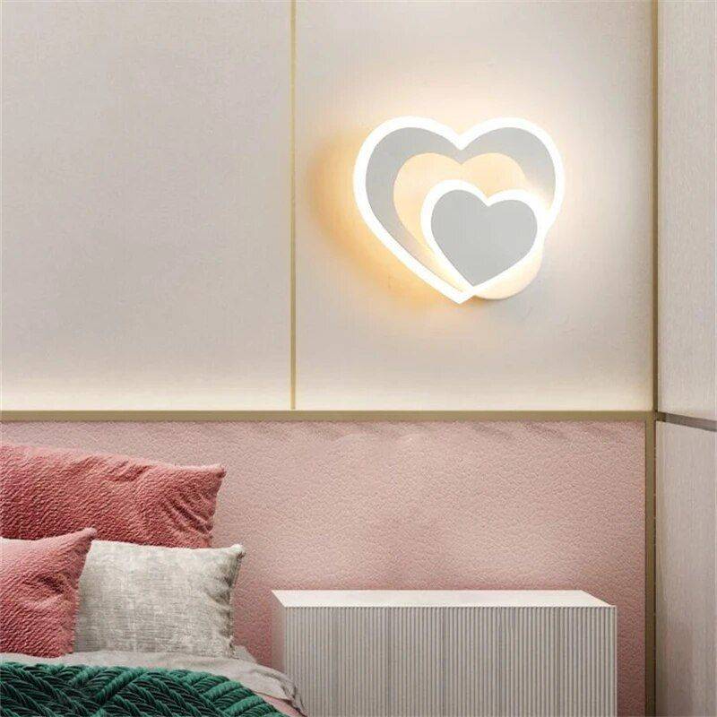 Modern Nordic LED Heart-Shaped Wall Lamp for Cozy Illumination Storage Holders & Racks Shelves