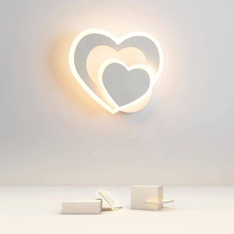 Modern Nordic LED Heart-Shaped Wall Lamp for Cozy Illumination Storage Holders & Racks Shelves