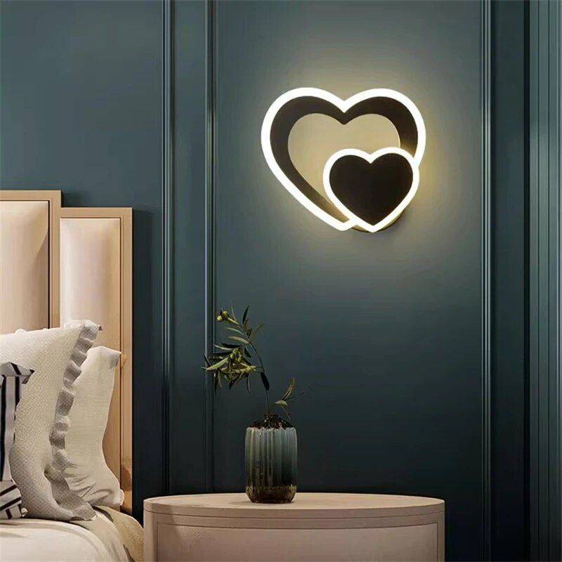 Modern Nordic LED Heart-Shaped Wall Lamp for Cozy Illumination Storage Holders & Racks Shelves