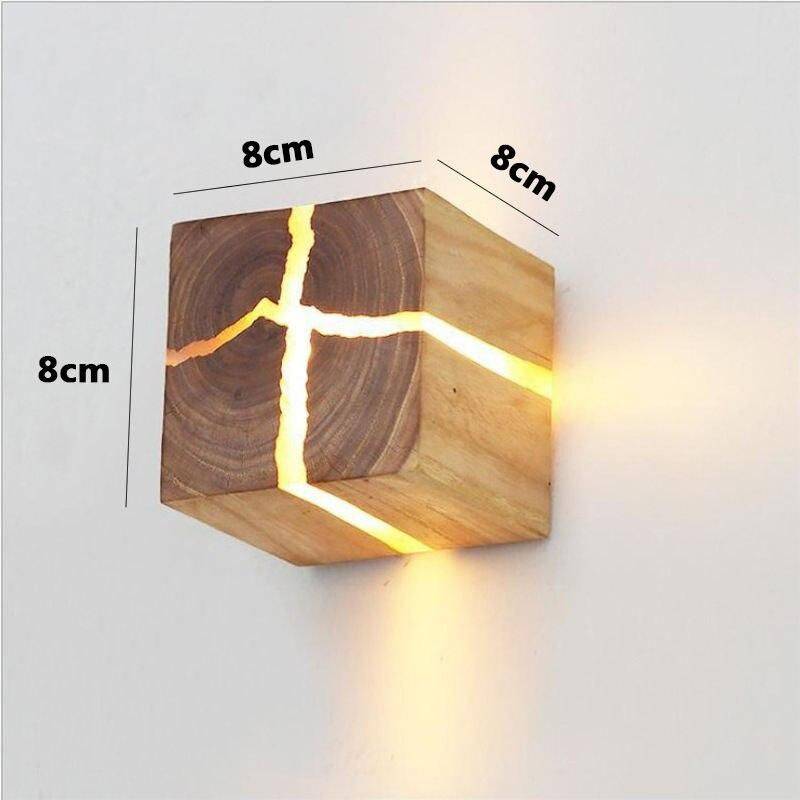 Modern Solid Wood LED Wall Lamp Storage Holders & Racks Shelves