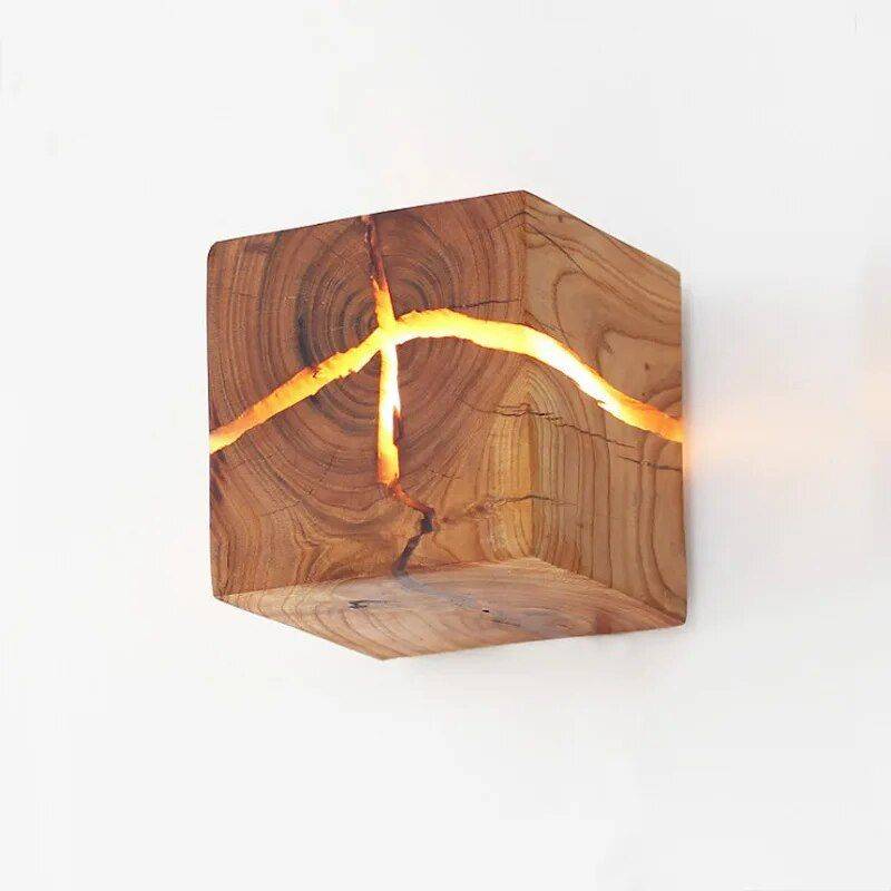 Modern Solid Wood LED Wall Lamp Storage Holders & Racks Shelves