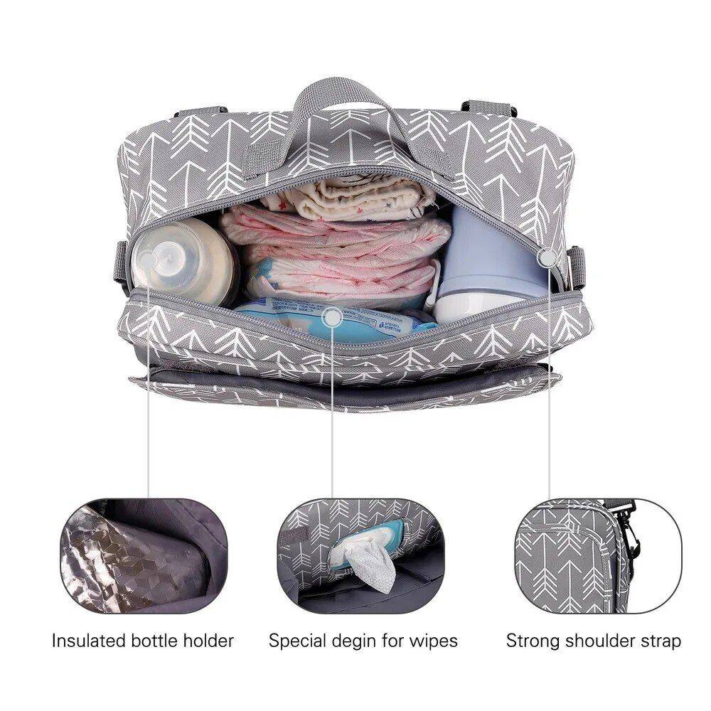 Multifunctional Waterproof Diaper Bag Organizer with Stylish Patterns Diapering