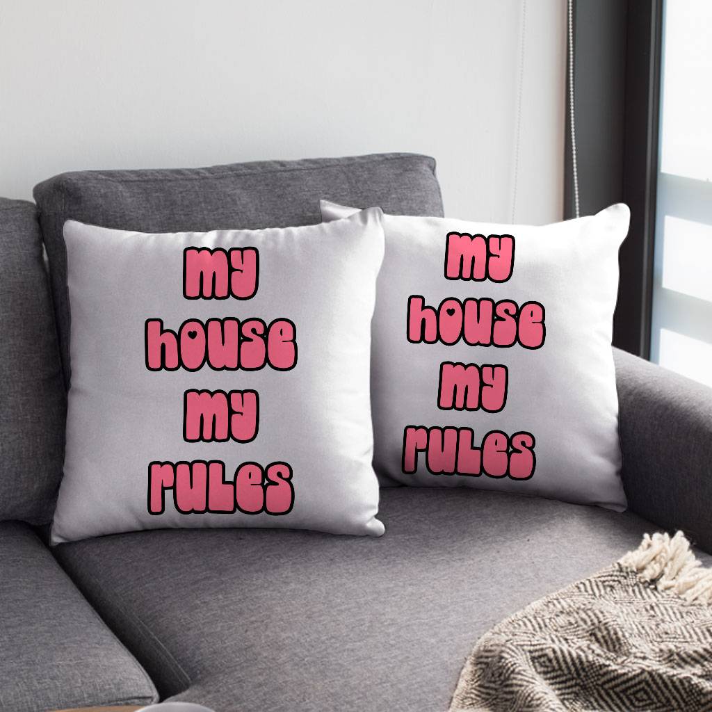 My House Rules Square Pillow Cases – Cute Pillow Covers – Best Design Pillowcases Pillows & Pillow Cases