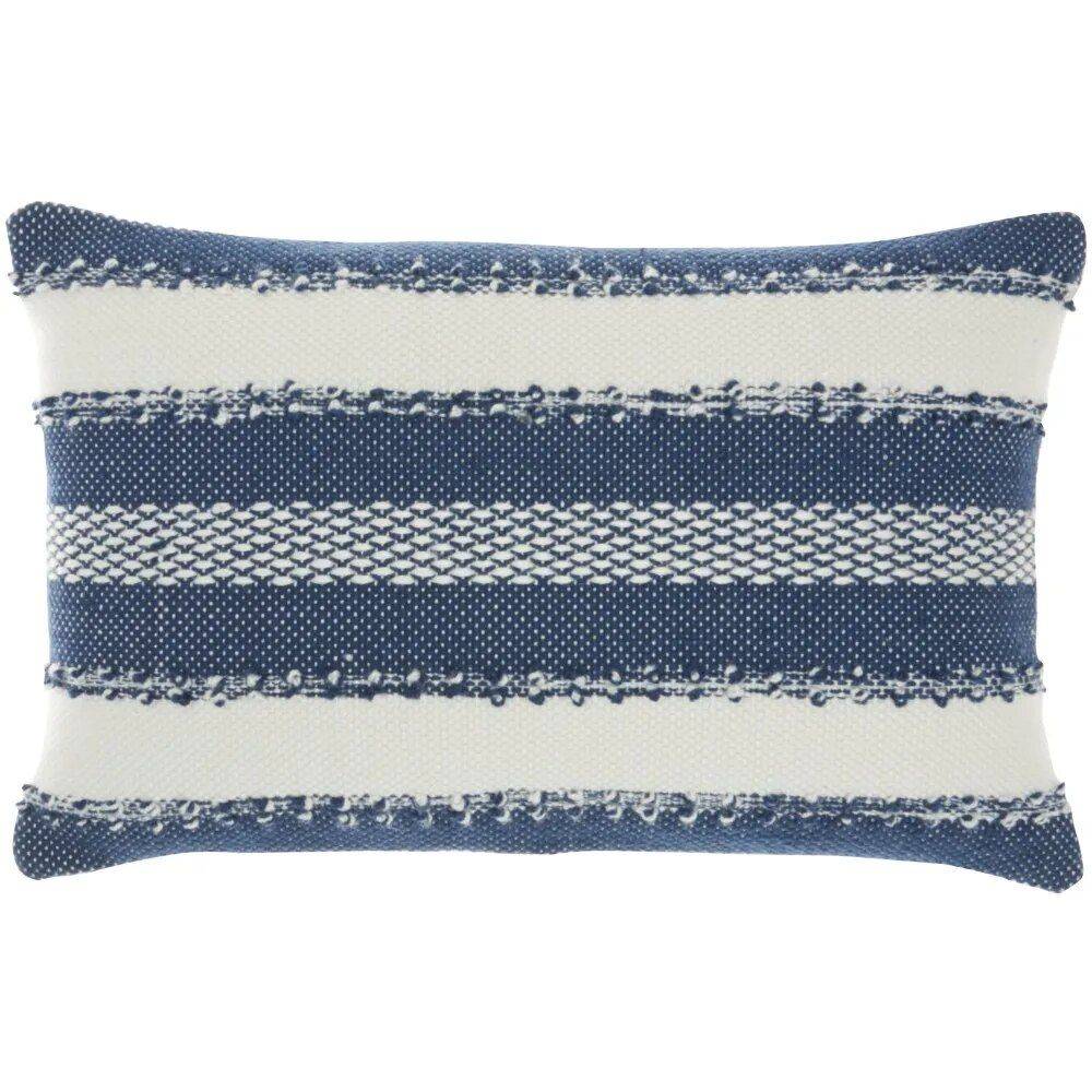 Navy Woven Stripes & Dots Decorative Throw Pillow for Home & Garden Throw Pillows