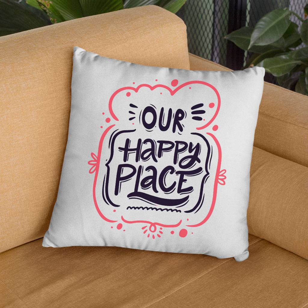 Our Happy Place Square Pillow Cases – Themed Pillow Covers – Cool Design Pillowcases Pillows & Pillow Cases