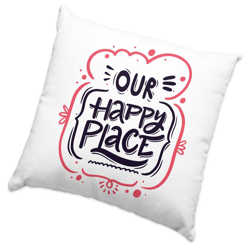 Our Happy Place Square Pillow Cases – Themed Pillow Covers – Cool Design Pillowcases Pillows & Pillow Cases