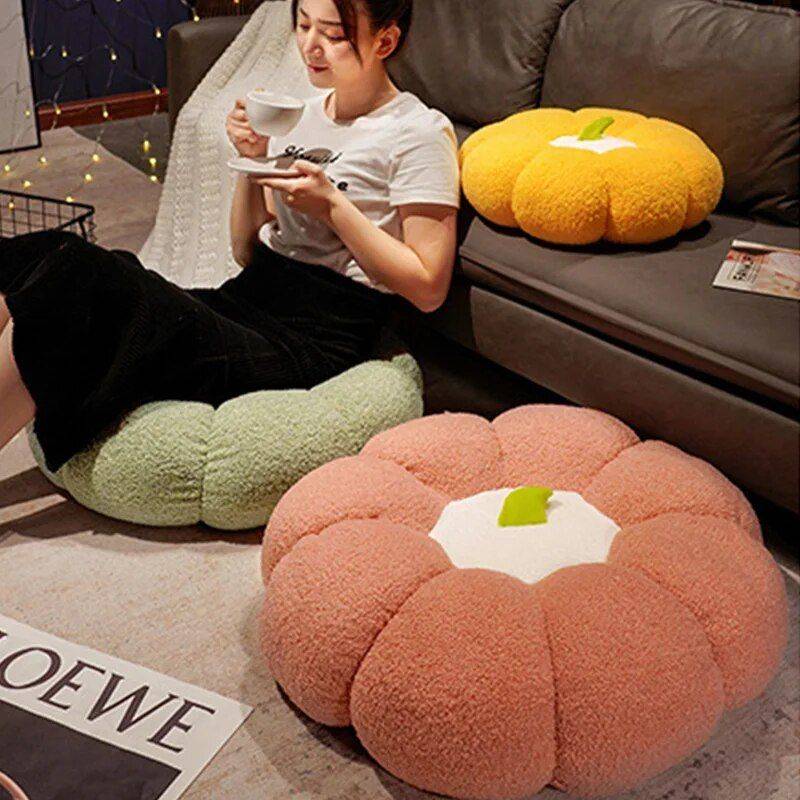 Plush Pumpkin-Shaped Futon Cushion Throw Pillows